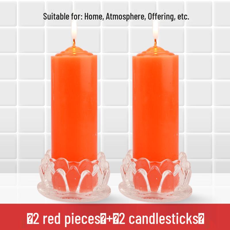 Smokeless Odorless Long-Lasting Emergency Candles: White, Yellow, Red, Thick Cylindrical for Holidays