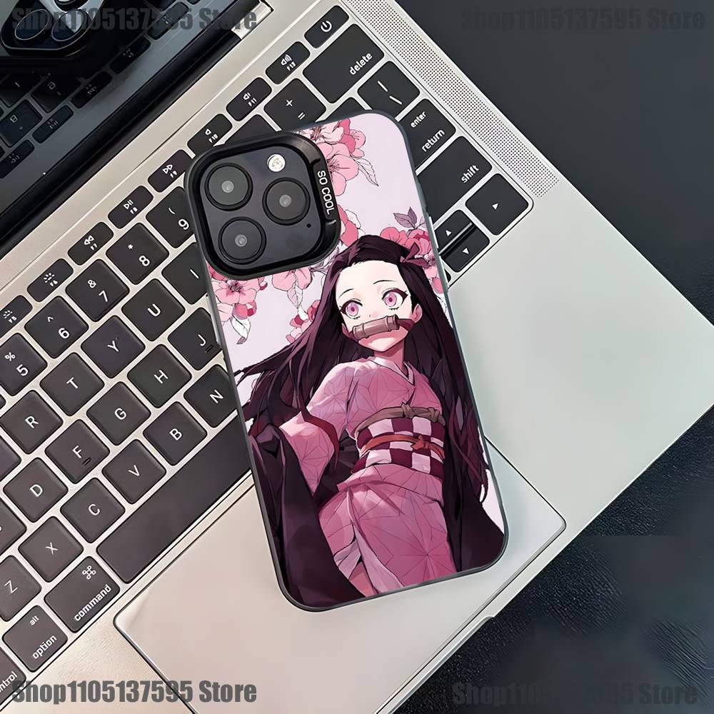 D-Demon N-Nezuko Slayer Phone Case For iPhone 16,15,14,13,12,11,Pro,XS,Max,Plus,Mini,SE4,E Black Matte Shockproof Cover