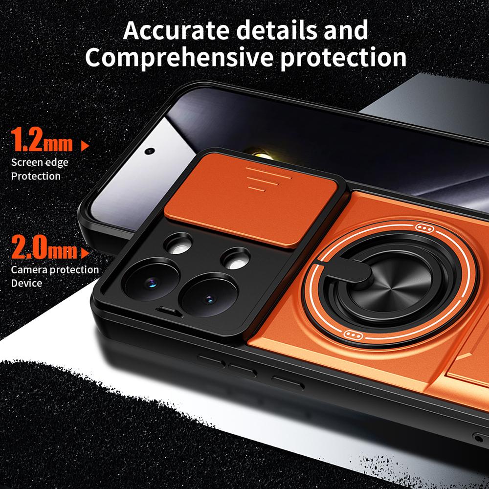 KEYSION Magnetic Phone Case for Xiaomi POCO X8 Pro Max Slide Camera Protection Upright Kickstand 360° Ring Shockproof Back Cover