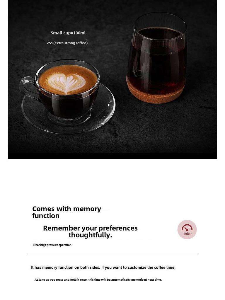 Máquina de Café Italiana de Cápsulas de 19 Bares para Hogar y Oficina