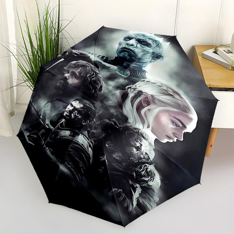 

Winterfell, Night s King Themed Automatic Opening and Closing Umbrella, Compact Travel Umbrella, Lightweight and Portable, Suitable for Beac
