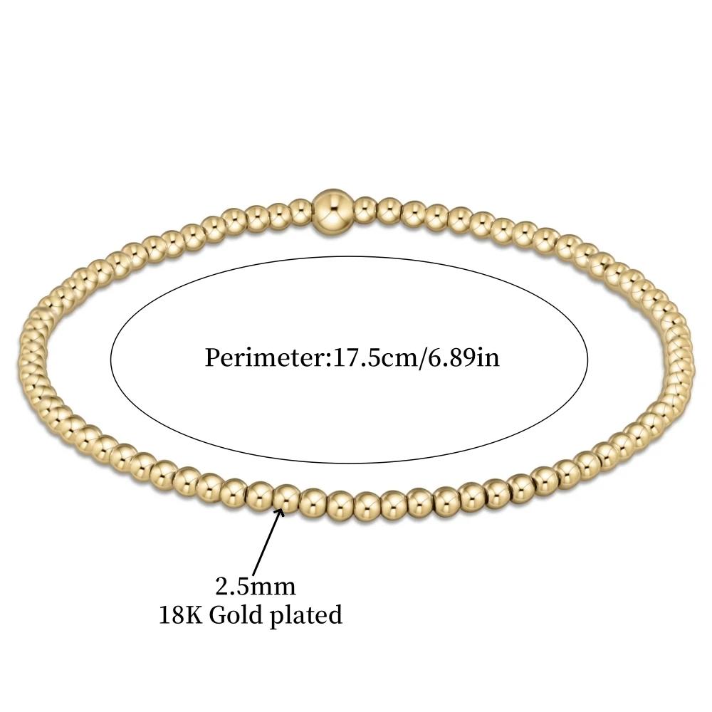 

Vlen 18 K Gold Plated Turquoise Beaded Bracelet Stretchy Pulseras for Women Adjustable Elastic No Clasp Jewelry Gift