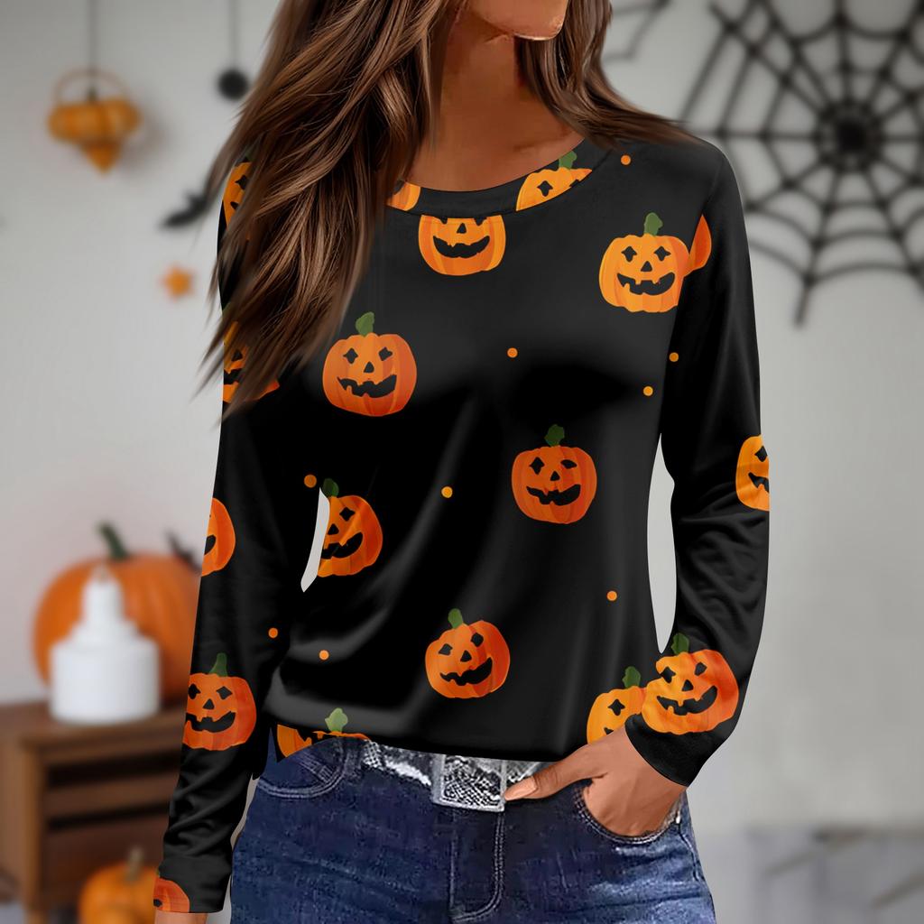 Women's Daily Casual Long-sleeved Printed O-neck Top
