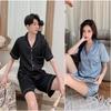 Summer Ice Silk Pajama Set: Unisex Short Sleeve, Wear Indoors or Out