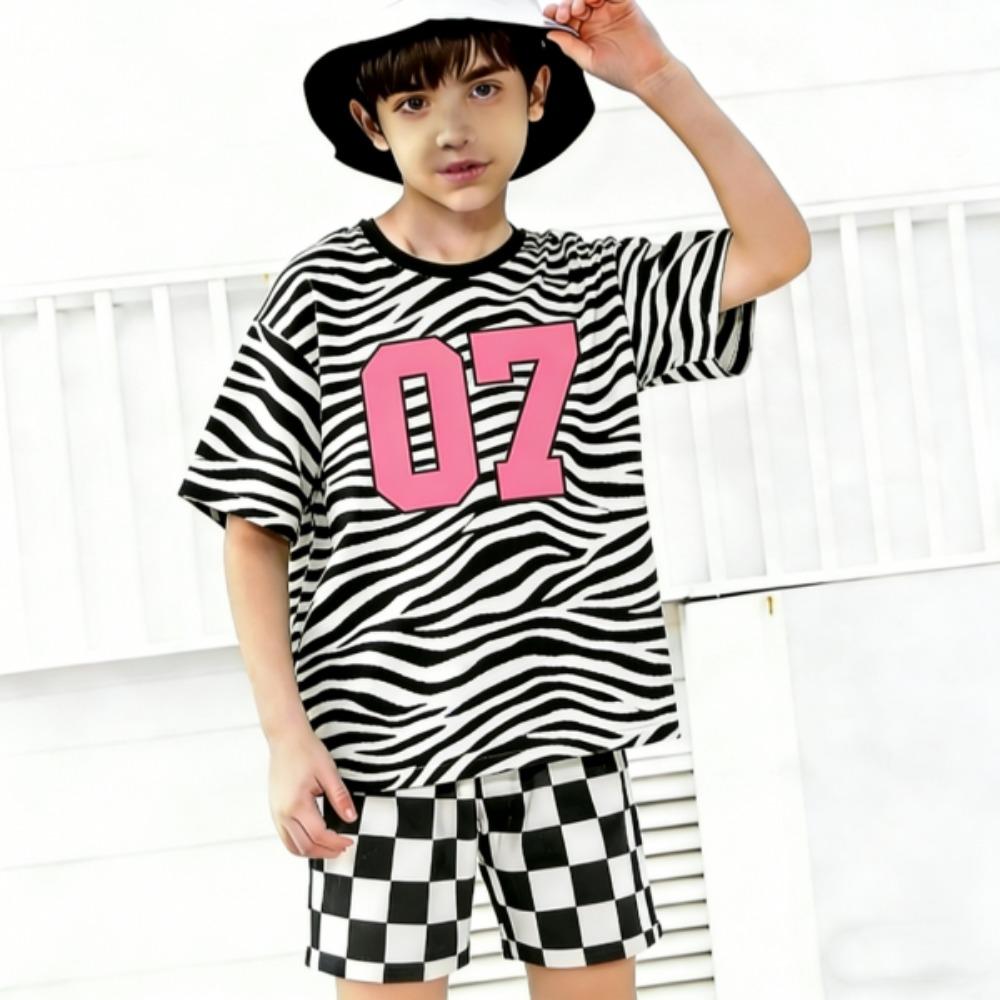 Zebra Colored Multicolored 1-10 Printed Men's T-shirt and Shorts 2 Piece Set Summer Casual Outfit for Men's and Women's Clothing