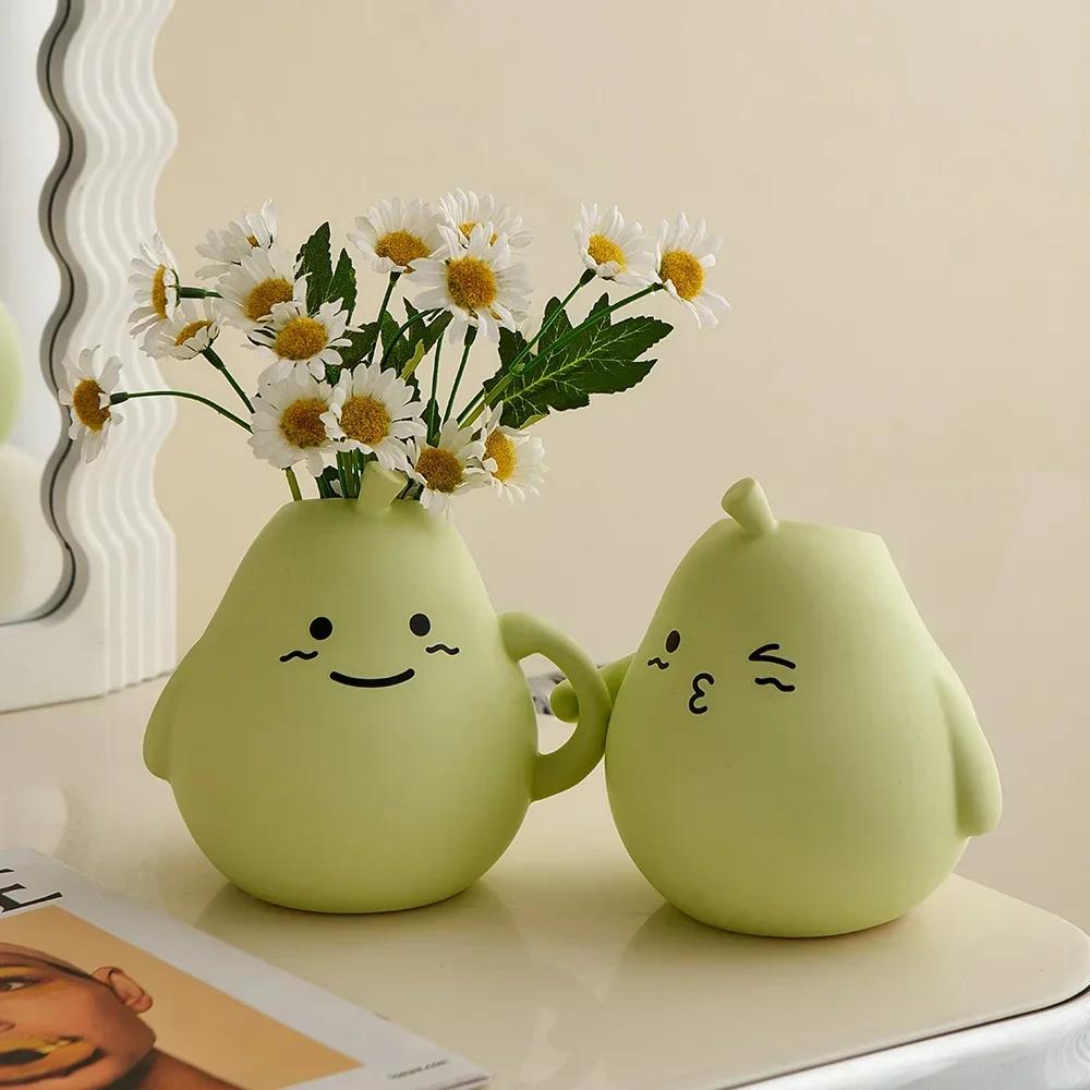 Simple Home Decoration Crafts Resin Pear Shape Flower Vase Interior Table Ornaments Decor Flowerpot Office Desk Accessories