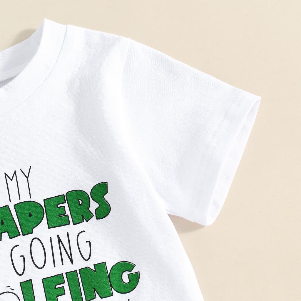 2 Stück Baby Jungen Sommeroutfits Kurzarm T-Shirt + Shorts mit Golfdruck Set Kleidung für Säuglinge