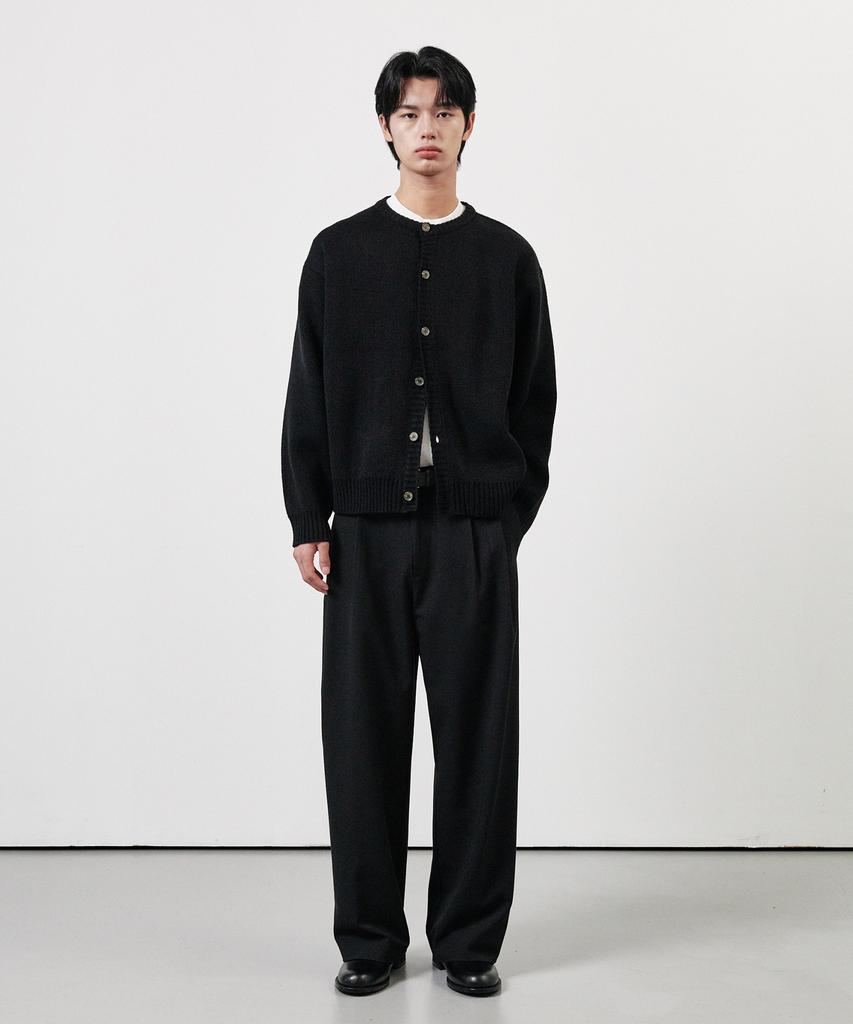 WHOLOVESART [Summer Fabric Added] Double-Pleat Wide Slacks Black