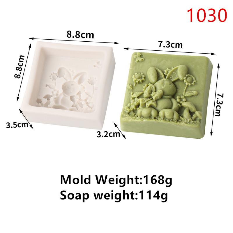 Easter Flower Rabbit Silicone Soap Mold DIY Happy Cute Rabbit Flower Pattern Butterfly Animal Relief Chocolate Cake Decor Gift