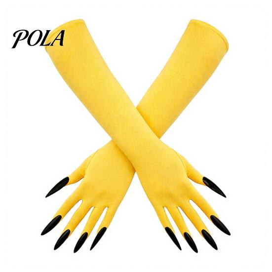 Festival Performance Accessories 1 Pair Halloween Ghost Claw Gloves, Long Fingernail Witch Costume Outfit Essentials Accessory, Dark Party Prop