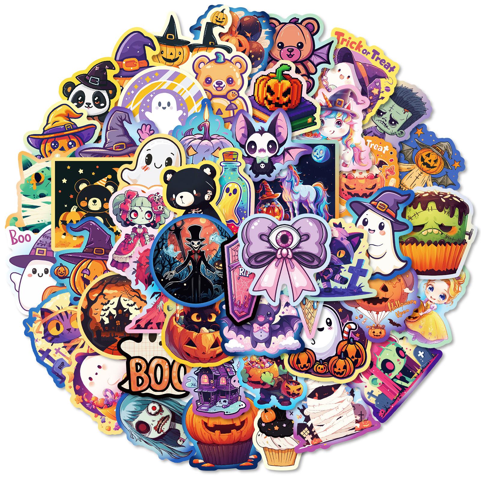 

50pcs/pack Cute Halloween Graffiti Stickers DIY Decorative Stickers for Halloween Festival Atmosphere for phone bag gift kids