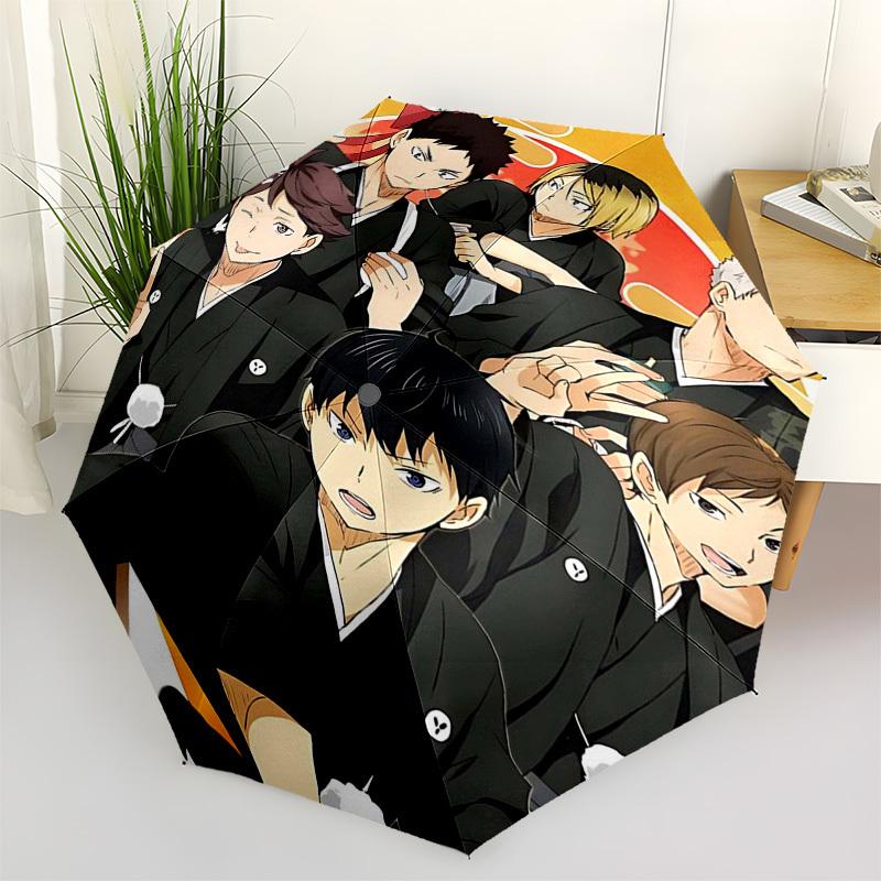 1pc Haikyuu!! Inspired Umbrella Automatic Opening & Closing, Portable 3-Fold Design, 8-Bone Iron Frame, Outdoor, Perfect Gift for Fans, Travelers, Dai