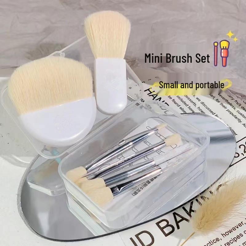 Portable 6-Piece Travel Makeup Brush Set for Beginners - Includes Mini Powder, Contour, Concealer, and Stippling Brushes