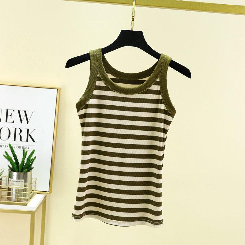 

Женский полосатый черно-белый модальный хлопковый топ-майка - Топ без рукавов для весны/лета 2024. M