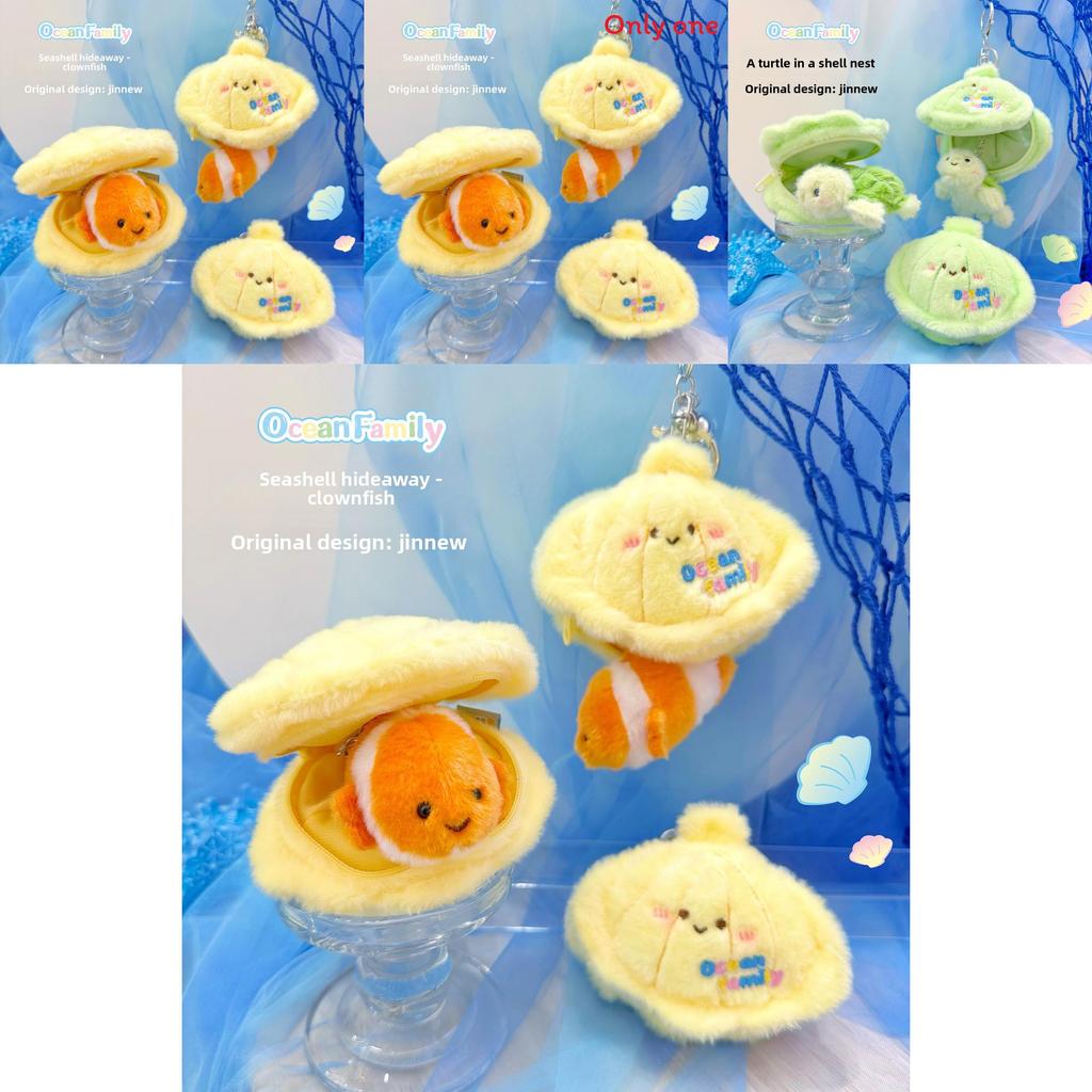 Ocean Family Shell Cozy Plush Keychain With Turtle Octopus Crab Designed In Shells For Kids And Collectors