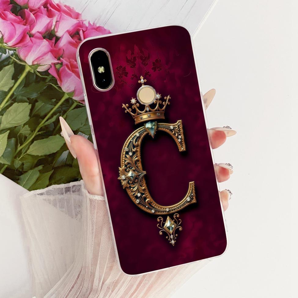 Transparent For Redmi Y2 Cover For Redmi S2 Case Luxury Crown A-Z Letters 2D Flat Pattern Soft Phone Casing