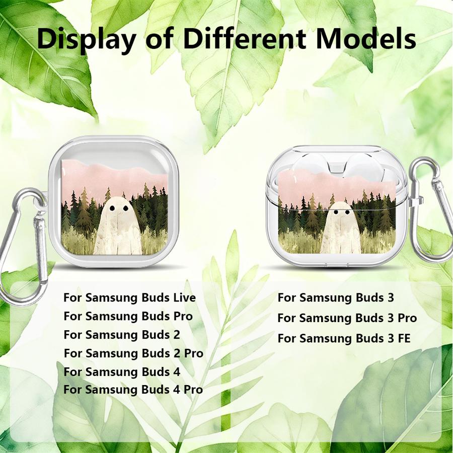 Oil Painting Ghost Case For Samsung Galaxy Buds 3 FE 3Pro 4 Pro Live 4Pro 2Pro 2 Clear Earphone Cases Cover With Hook