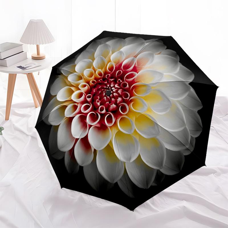 1pc Dahlia Flower Pattern Automatic Open/Close Umbrella - Compact Travel Umbrella, Gift for Birthdayyy251208187