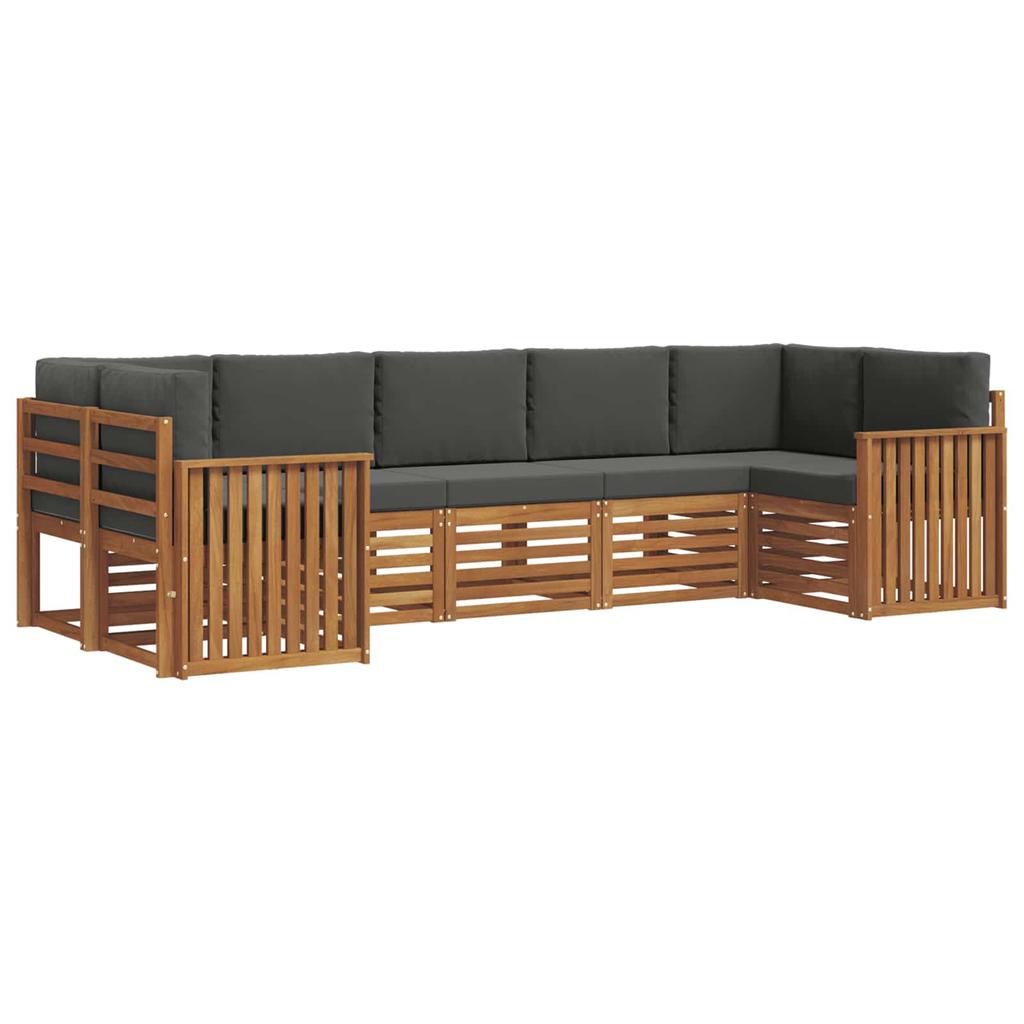 Modular Outdoor Sofa Set with Cushions 7 pcs Natural and Anthracite