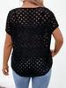 Haut Court Manches Courtes Assemblé à Franges pour Femmes Grande Taille - T-shirt Tricot Sexy ajouré.