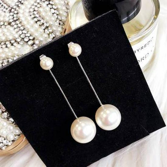 Korean Dongdaemun Pearl Dangle Earrings: Elegant Long Studs for Women