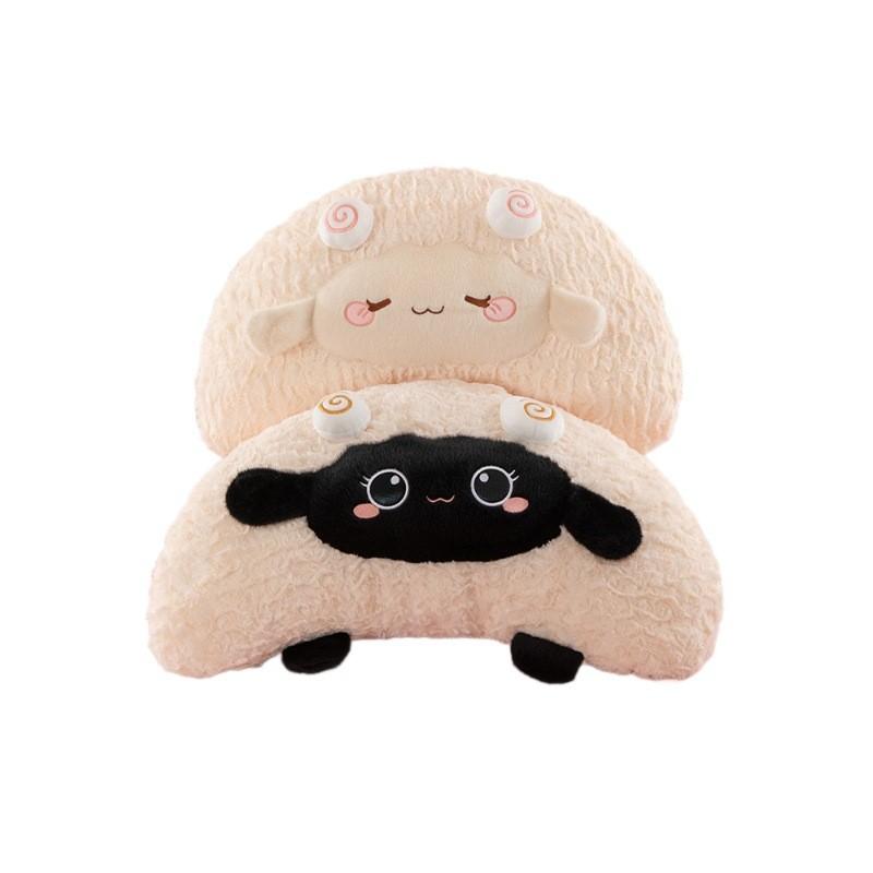Almofada de Pelúcia de Ovelha Fofa com Material de Pelúcia Curta para Decoração de Cama Infantil