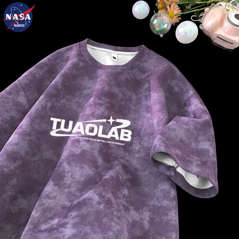 NASA MARVEL Men s Tie-Dye Print Loose Fit Short Sleeve T-Shirt L