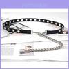 Fashionable Solid Color Porous Design Women Casual Slim Waist Belt With Chain For Outdoor Styling