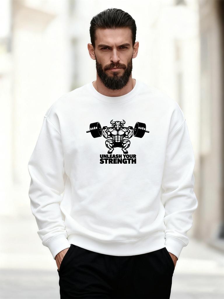 Men'S Casual Round-Neck Sweatshirt with 'UNLEASH YOUR STRENGTH' Design