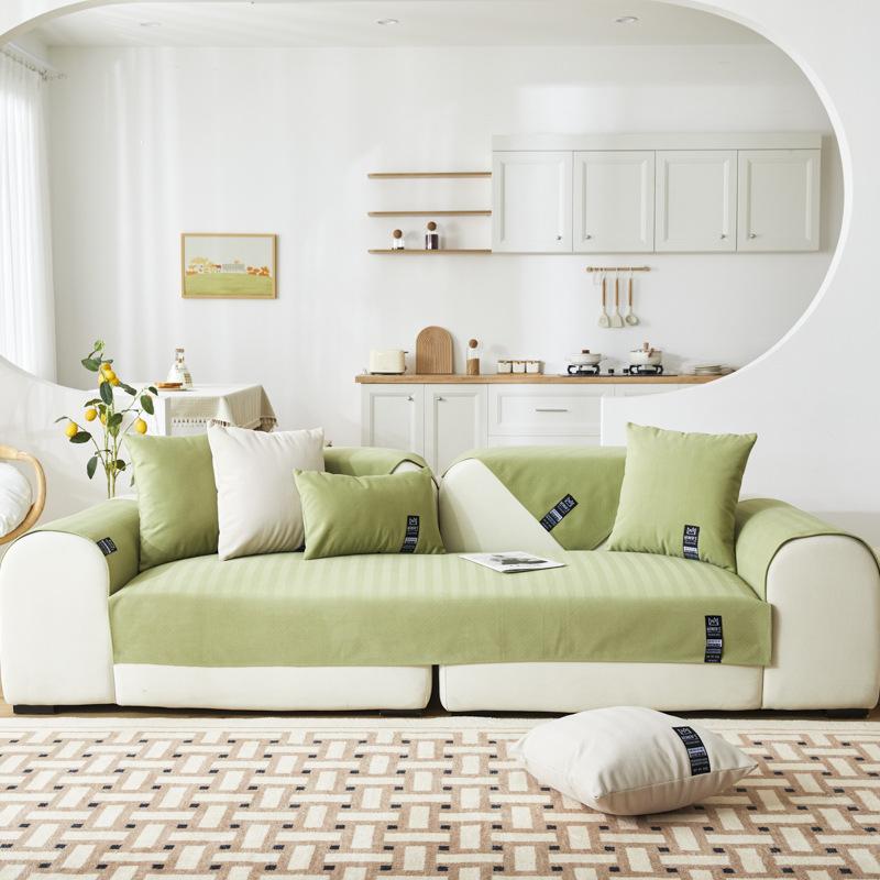 

Мягкая роскошная однотонная подушка для дивана Four Seasons, универсальная нескользящая ткань для гостиной, кожаный чехол для дивана, полотенце 70x70cm 1pcs зелёный
