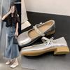 Mary Jane single shoes women's autumn new round head with skirt light mouth bow low heel small leather shoes