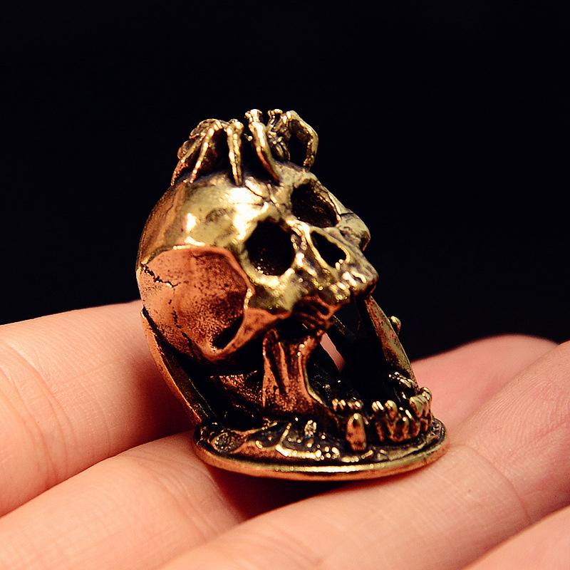 Vintage Copper Ghost Goddess Statue Skeletal Mage Figurine Tabletop Ornament Miniature Halloween Home Decor Crafts Gift
