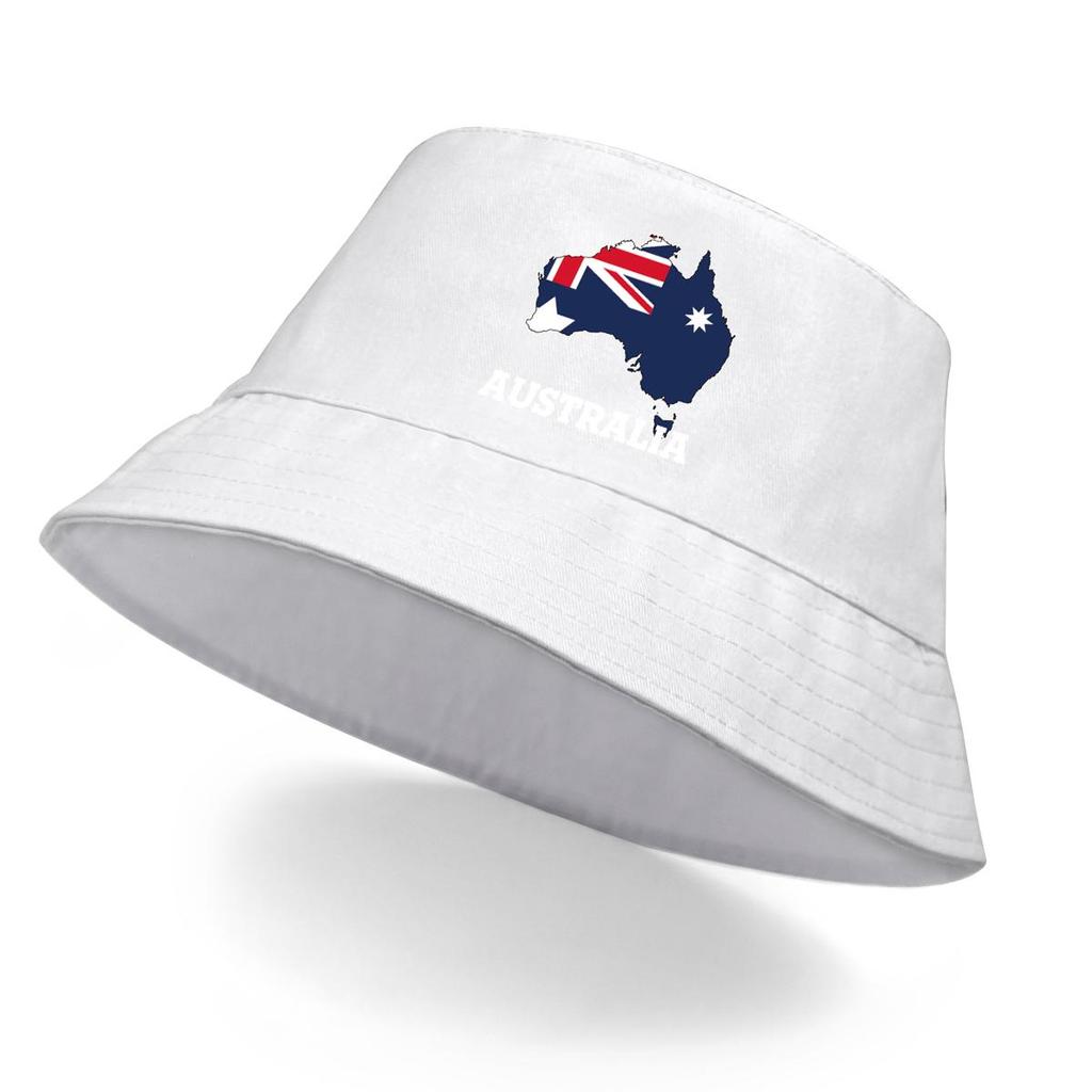 Bucket Hat With Flag Of Australia Map Print , Commonwealth Blue Ensign Women's Hat Lightweight Polyester Simple Basin Cap