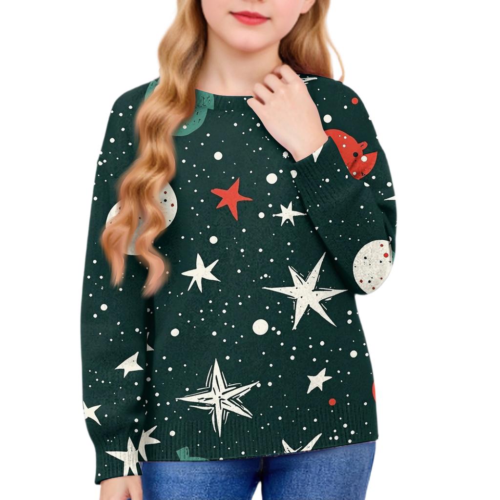 Vánoční mikiny pro děti chlapce a dívky pletený svetr roztomilé tričko podzimní kulatý výstřih pulovr topy