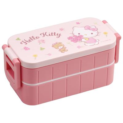 Skater Bento Box Hello Kitty Flower Wreath Sanrio 600ml Antibacterial 2 Tiers for Women Made In Japan YZW3AG-A