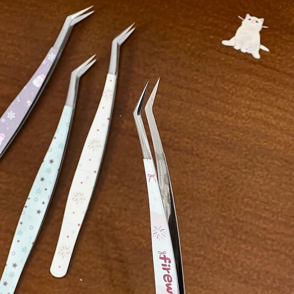 High Precision Curved Stickers Tweezers Lashes Extension Tweezer Miniature Scene Stickers