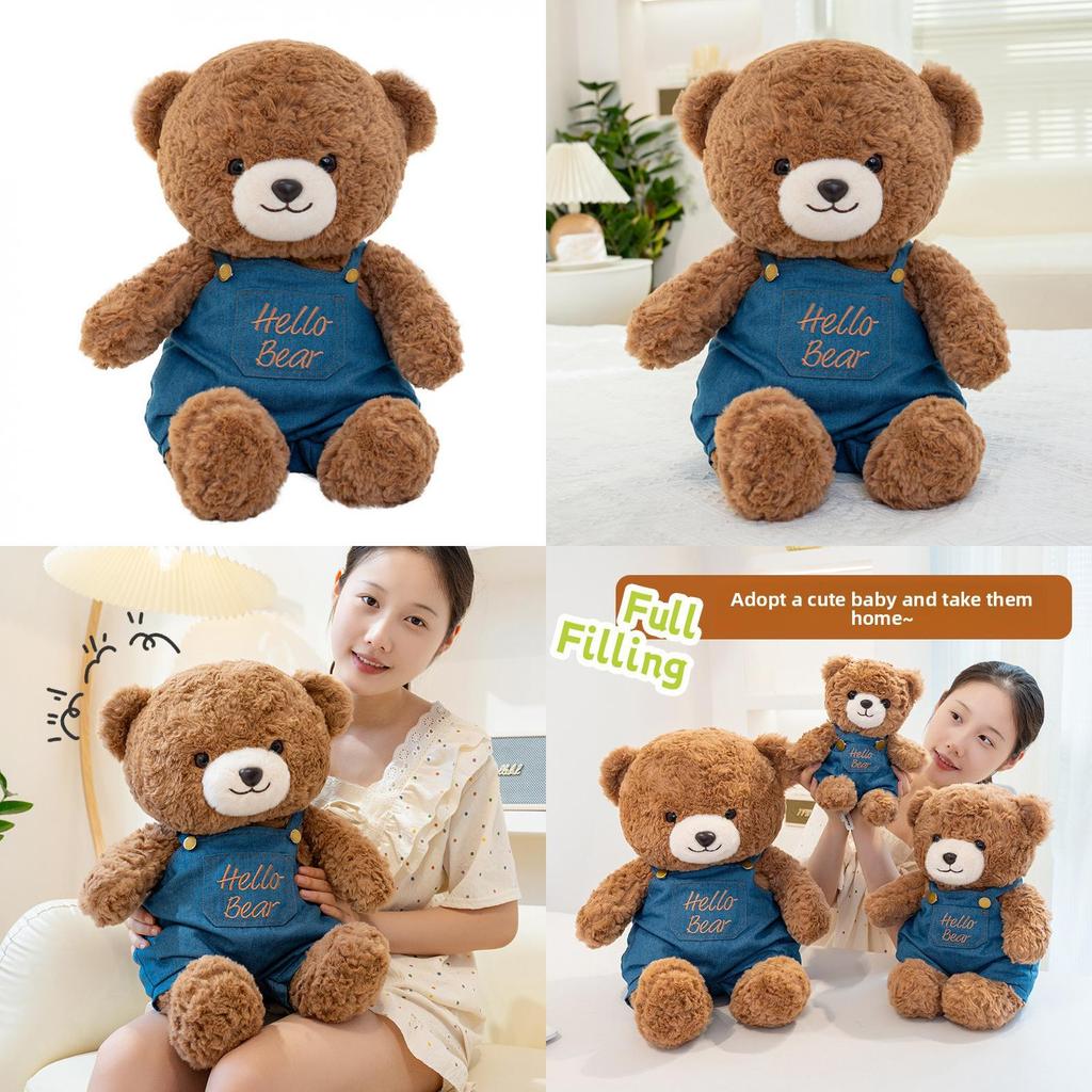 Cute Teddy Bear Plushie Doll With Strap Pants Design For Kids Sleep Gift Pillow