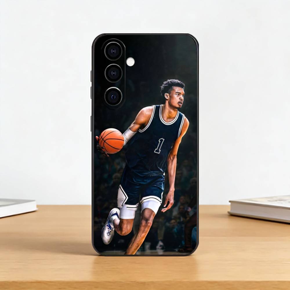 Custodia per Telefono Sportiva da Basket Victor Wembanyama Per Samsung Galaxy A73,A72,A71,A70,A53,A52,A51,Cover Nera in Morbido Silicone