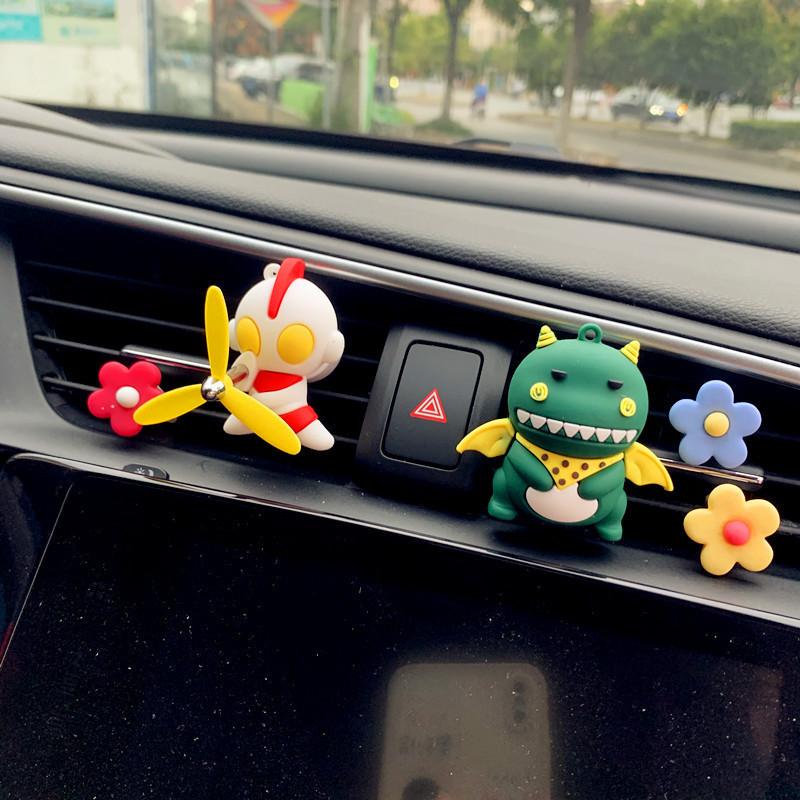 Creative Car Decor Air Vent Ultraman And Little Monster Dinosaur Car Aromatherapy Clip Cartoon Style Blue Dragon