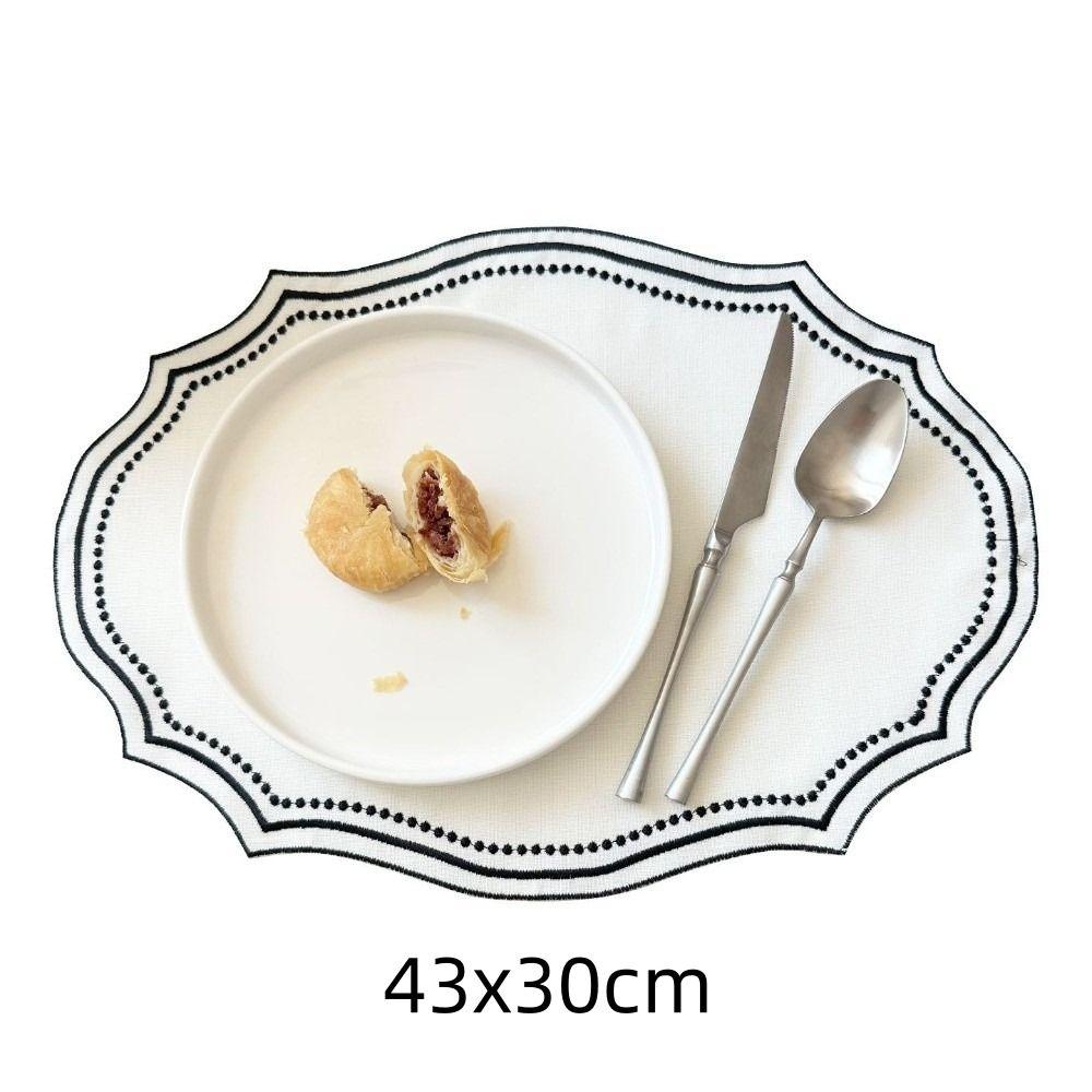 Neues Vintage-Platzset-Servietten Imitation Baumwoll-Leinen Waschbar Dekoratives Tischset Französische Spitze Bestickter Stoff Tisch-Platzset