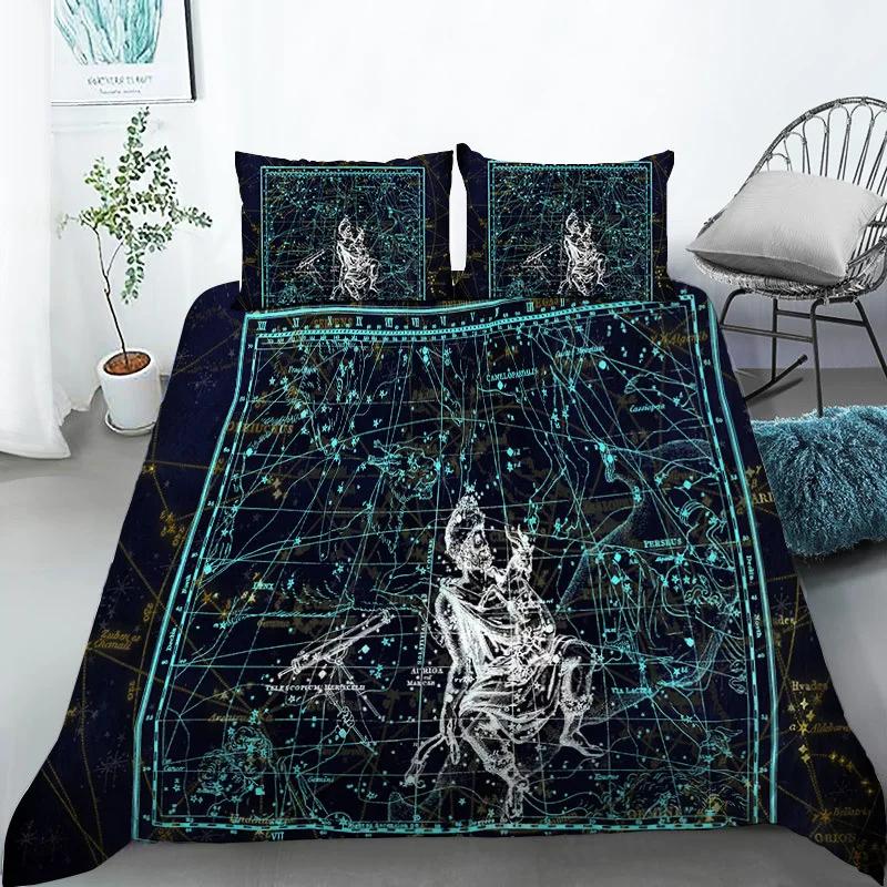 

Пододеяльник с изображением созвездия, комплект постельного белья размера «king-size» с изображением созвездия для любителей астрономии, мягкий двухспальный пододеяльник из полиэстера 70x133cm 2pcs