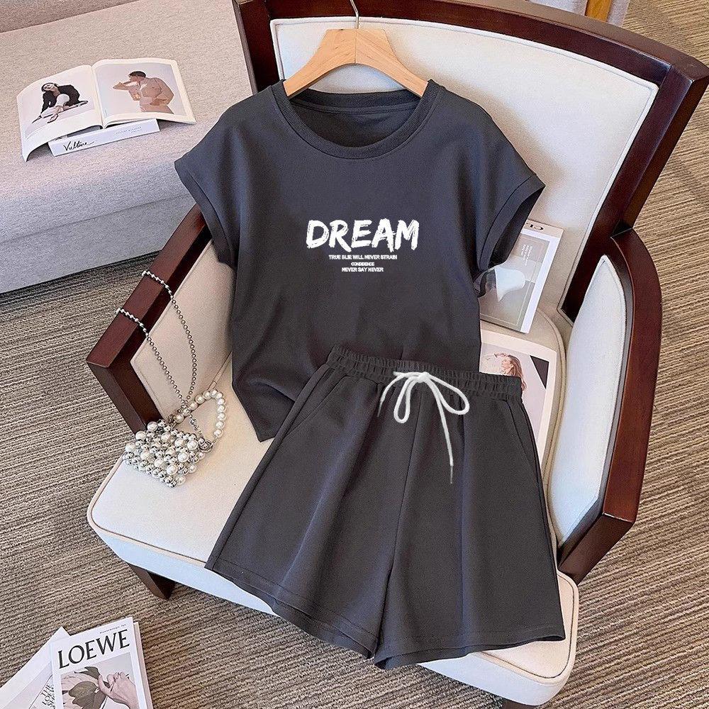 Women's Korean Style Casual Sports Suit: Flutter Sleeve Top & Wide Leg Shorts Two-Piece Set
