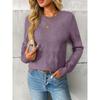 Women S Casual Knitted Pullover Sweater Round Neck Long Sleeve Solid Color