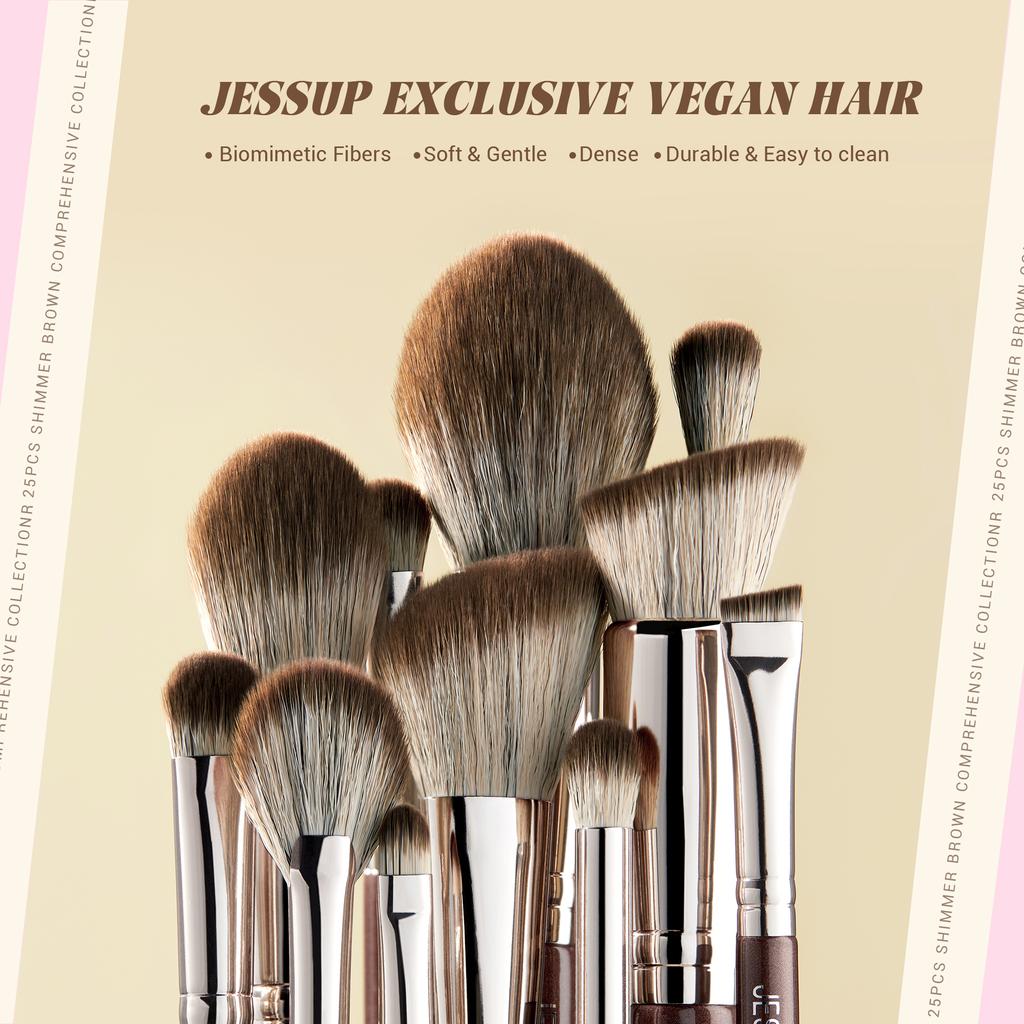 Jessup Makeup Brushes Set 15/25pcs Premium Synthetic Brown Make Up Brushes Foundation Eyeshadow Concealer Blush Eyeliner, T511