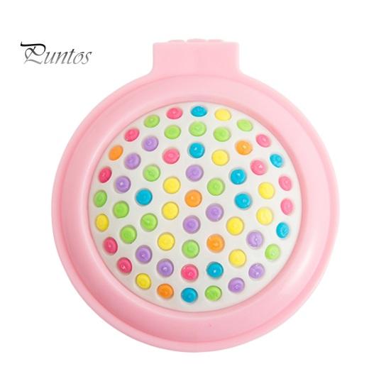 Round Travel Hair Brush with Mirror Folding Pocket Hair Brush Rebound Air Bags Cute 3D Pattern Matte Texture Portable Comb for Home Salon Bedroom
