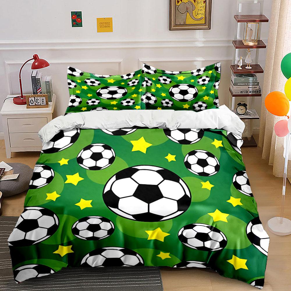 Soccer-Themed Decor Set For Kids Exquisite Three-Piece Bedding Set Gift For Kids And Adults