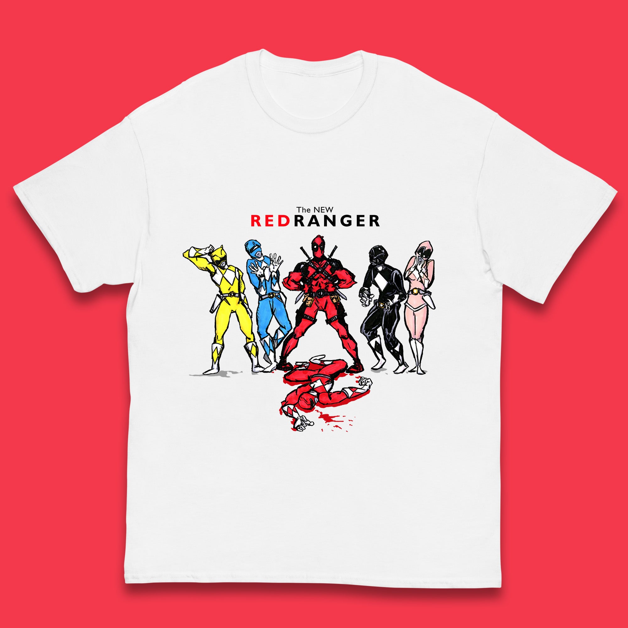 The New Red Ranger Deadpool (Marvel Comics) Vs Red Ranger (Power Rangers) Superhero Kids T Shirt 120
