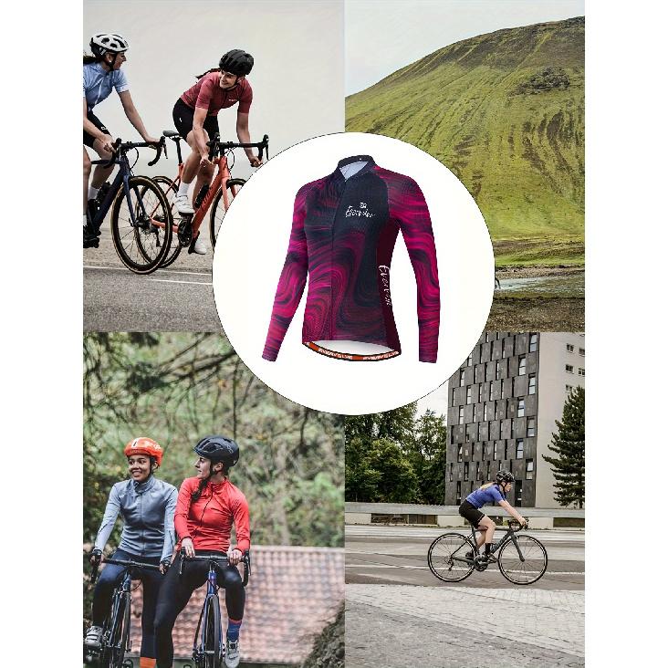 Women's Quick-Dry Rose Red Camo Cycling Jacket - Breathable, Long Sleeve Outdoor Sports Top, Outdoor Cycling Top