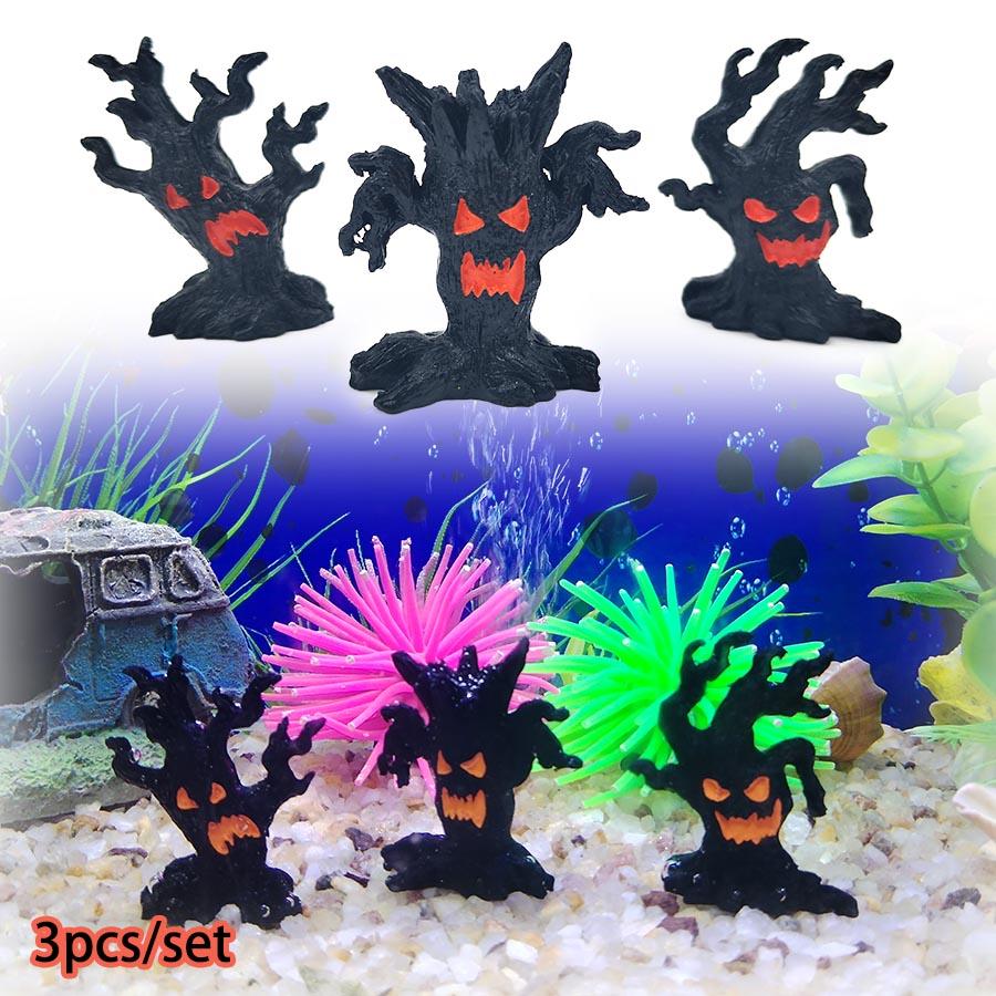 

3 шт./набор Мини Хэллоуин Смола Лицо Призрака Дерево Ужасный Маленький Колышек Декор Дома с Привидениями Украшение Аквариума 3pcs/set