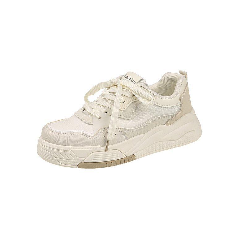 

инс корейская версия маленьких белых туфель женский тренд 2025 весна новые туфли на толстой подошве-маффины женские студенческие повседневные кеды детские модели 40 бежевый